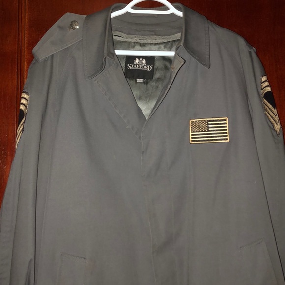 Stafford Men’s Gray Custom Patched Trench Coat